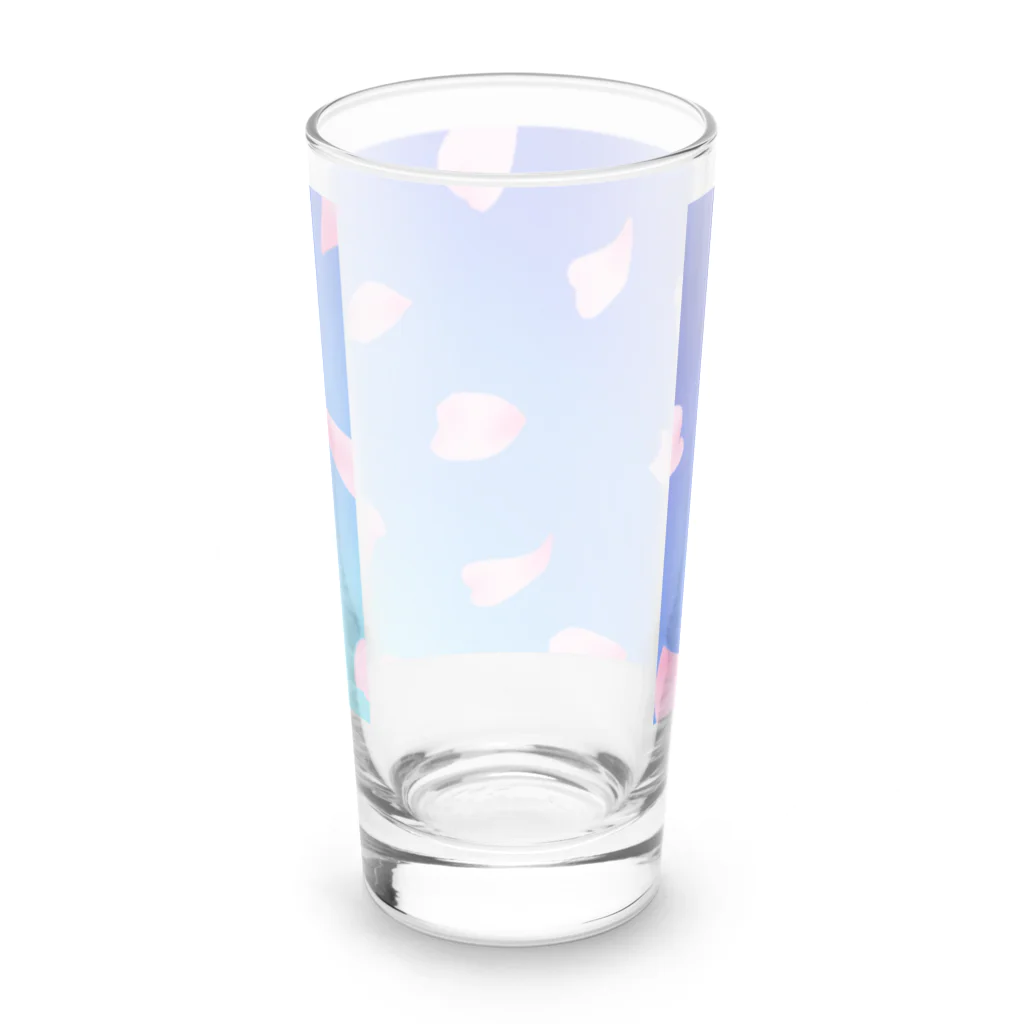 Lily bird（リリーバード）の花びらの舞う青空 Long Sized Water Glass :back