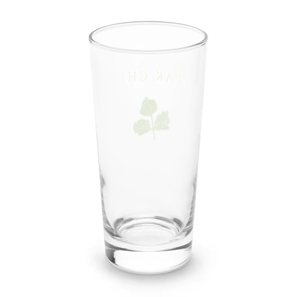 NIKORASU GOのこの夏おすすめ！グルメデザイン「パクチー」（Tシャツ・パーカー・グッズ・ETC） Long Sized Water Glass :back