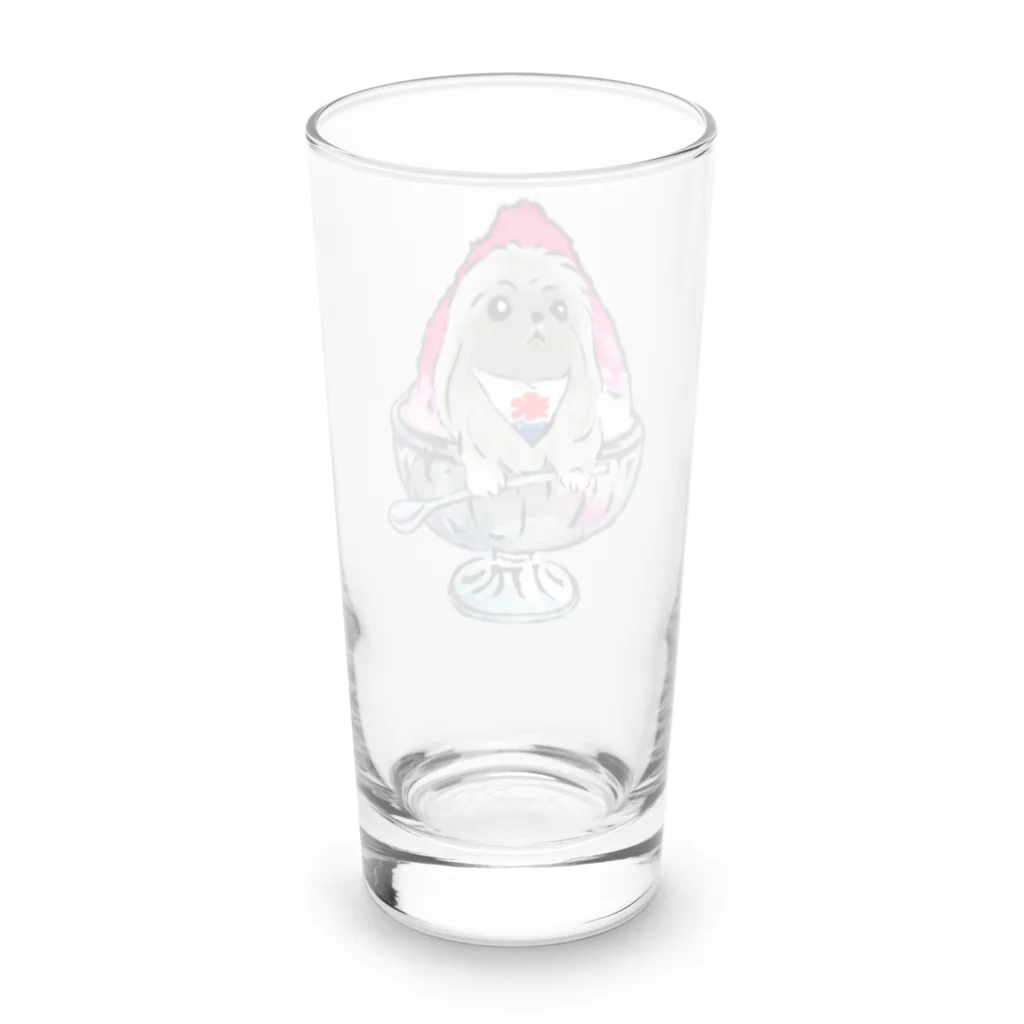 犬グッズの店しえるぶるーのかき氷ワンちゃん　氷イチゴ　ペキニーズ　フォーン Long Sized Water Glass :back