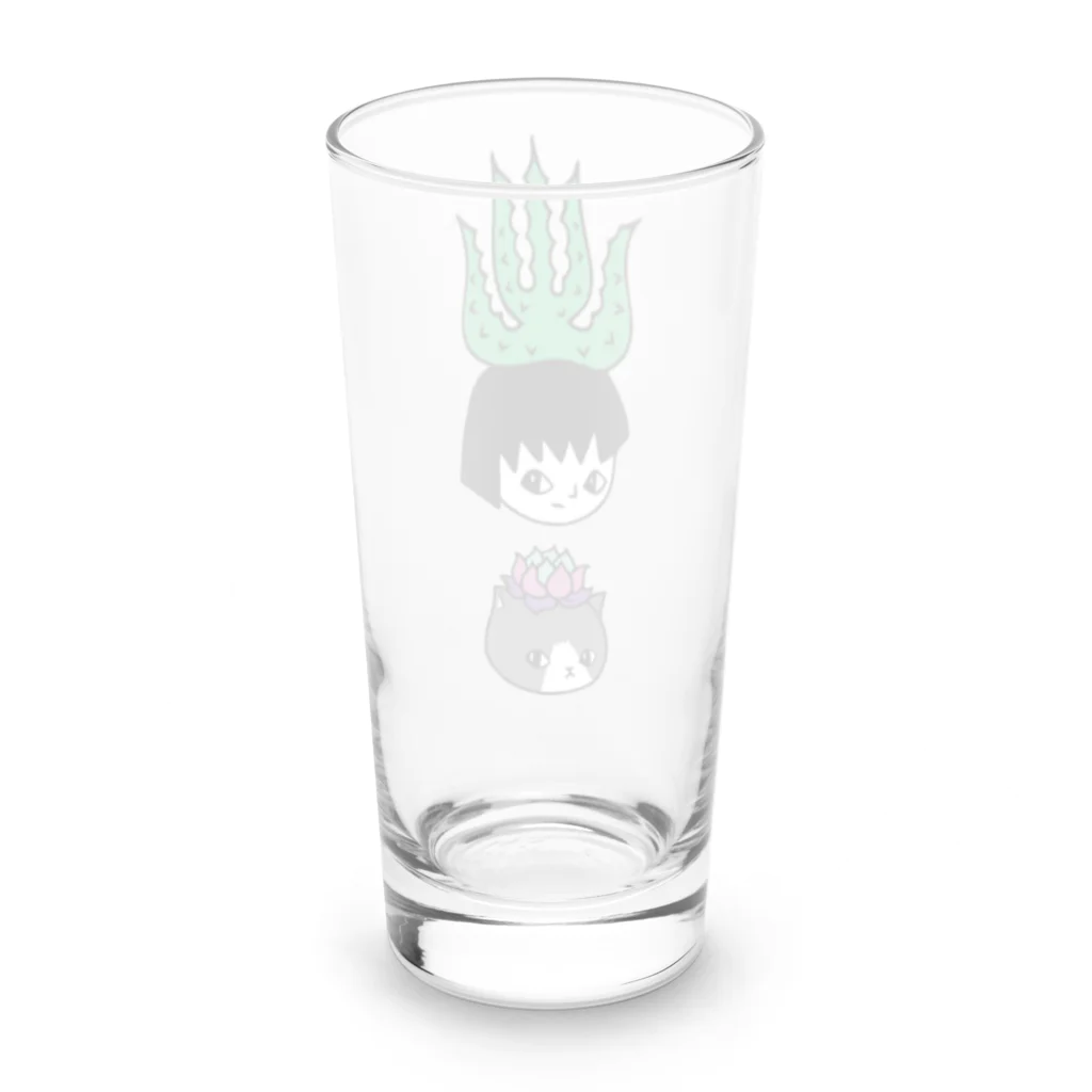 nanaqsaのアロエのアッちゃん下にエケネコ Long Sized Water Glass :back