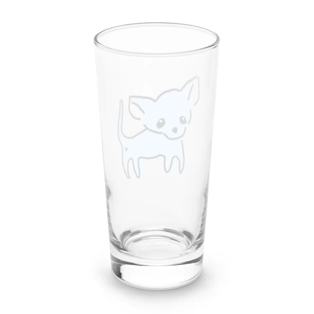 akane_art（茜音工房）のゆるチワワ（ブルー） Long Sized Water Glass :back