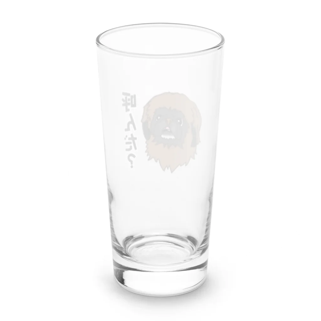 ペキニーズ好きによるペキニーズグッズ屋さんのブラックマスクのペキニーズ Long Sized Water Glass :back