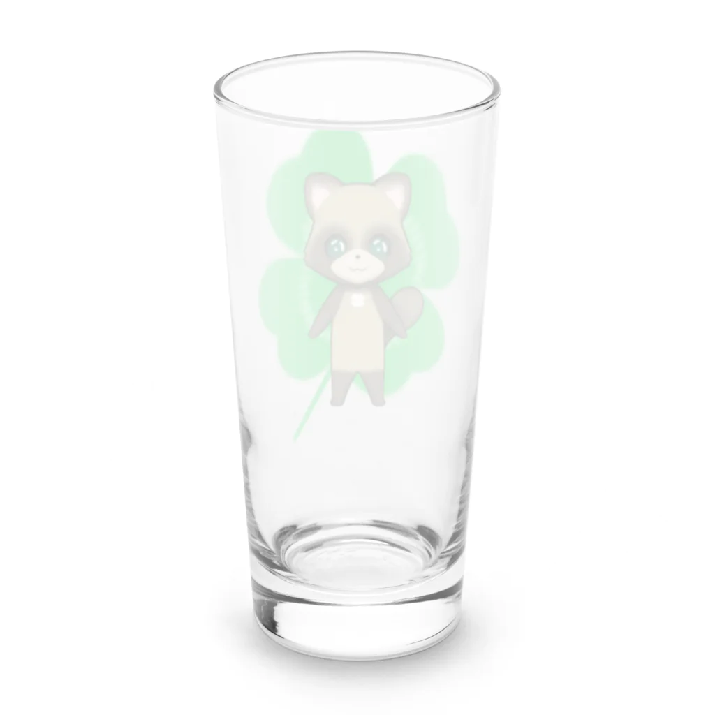 猫の隠れ家の四つ葉印の化け狸ちゃん Long Sized Water Glass :back