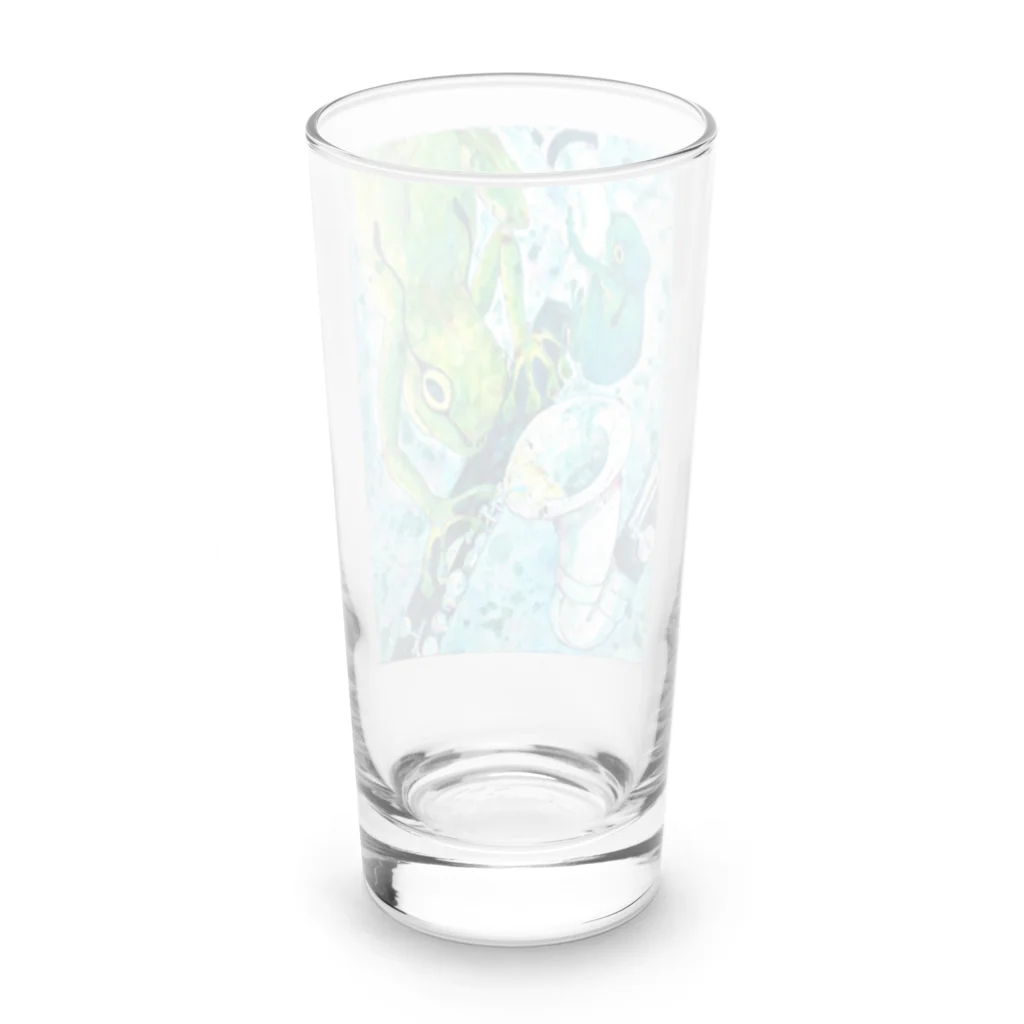 志瓜のSUZURIのカエルとアルトクラリネット Long Sized Water Glass :back