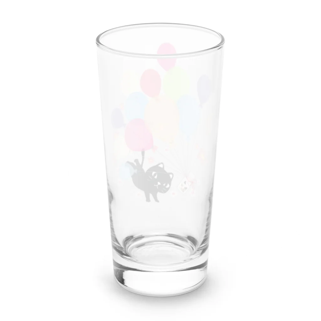 イラスト MONYAAT のくろねこの風船の種*A Long Sized Water Glass :back