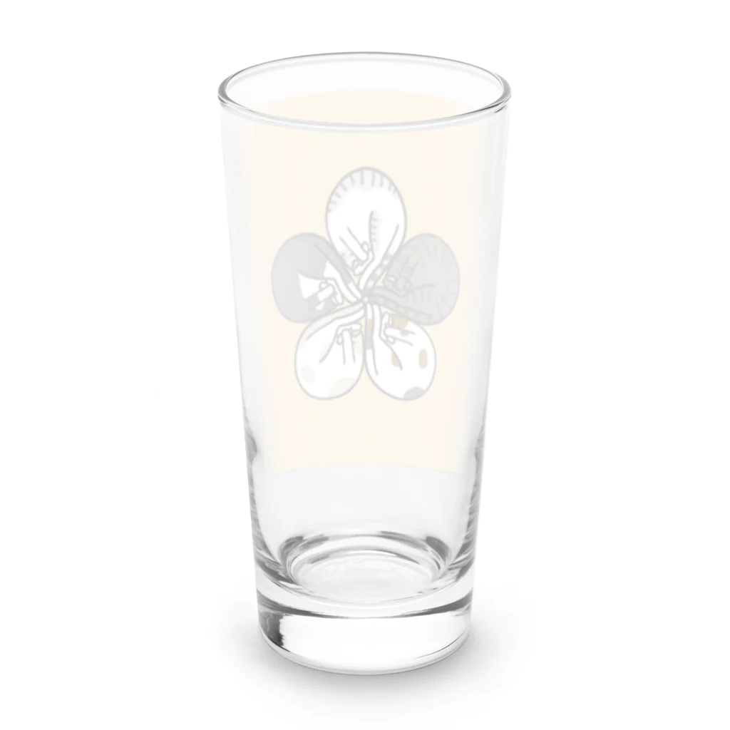 梅咲イラストワークの眠り猫の花紋 Long Sized Water Glass :back