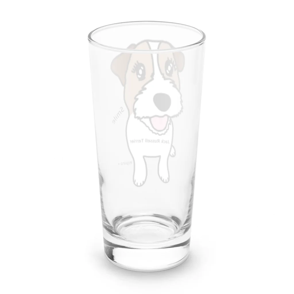 虹色PLUSのスマイル かわいいジャックラッセルテリア犬 Long Sized Water Glass :back