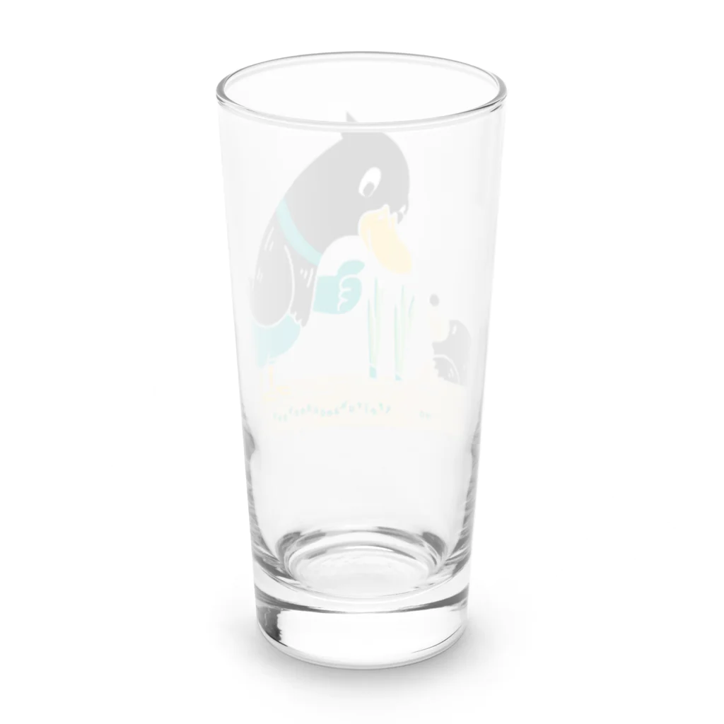 イラスト MONYAAT のねぎってる鴨カモ BM 白フチなし  Long Sized Water Glass :back