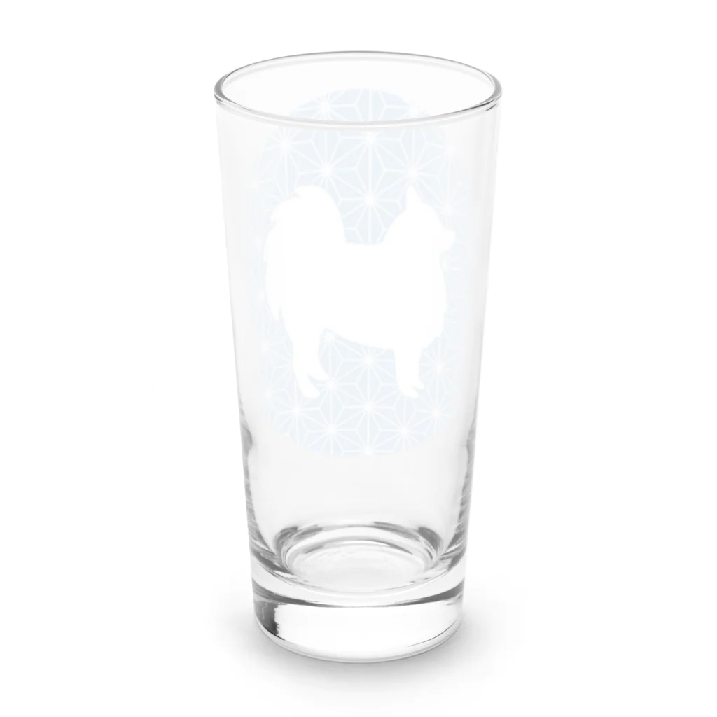 日本スピッツちぃ。の和柄スピッツ（麻の葉・ブルー） Long Sized Water Glass :back