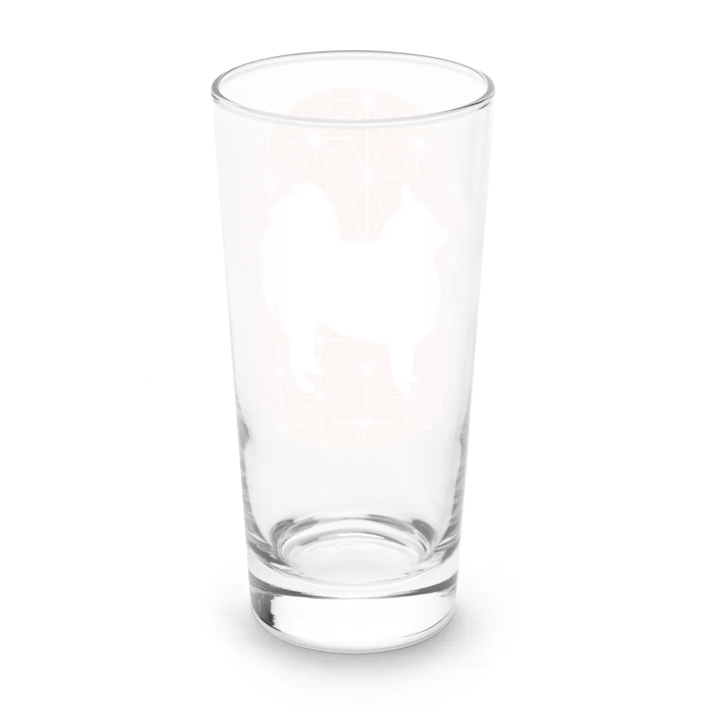 日本スピッツちぃ。の和柄スピッツ（麻の葉・ピンク） Long Sized Water Glass :back