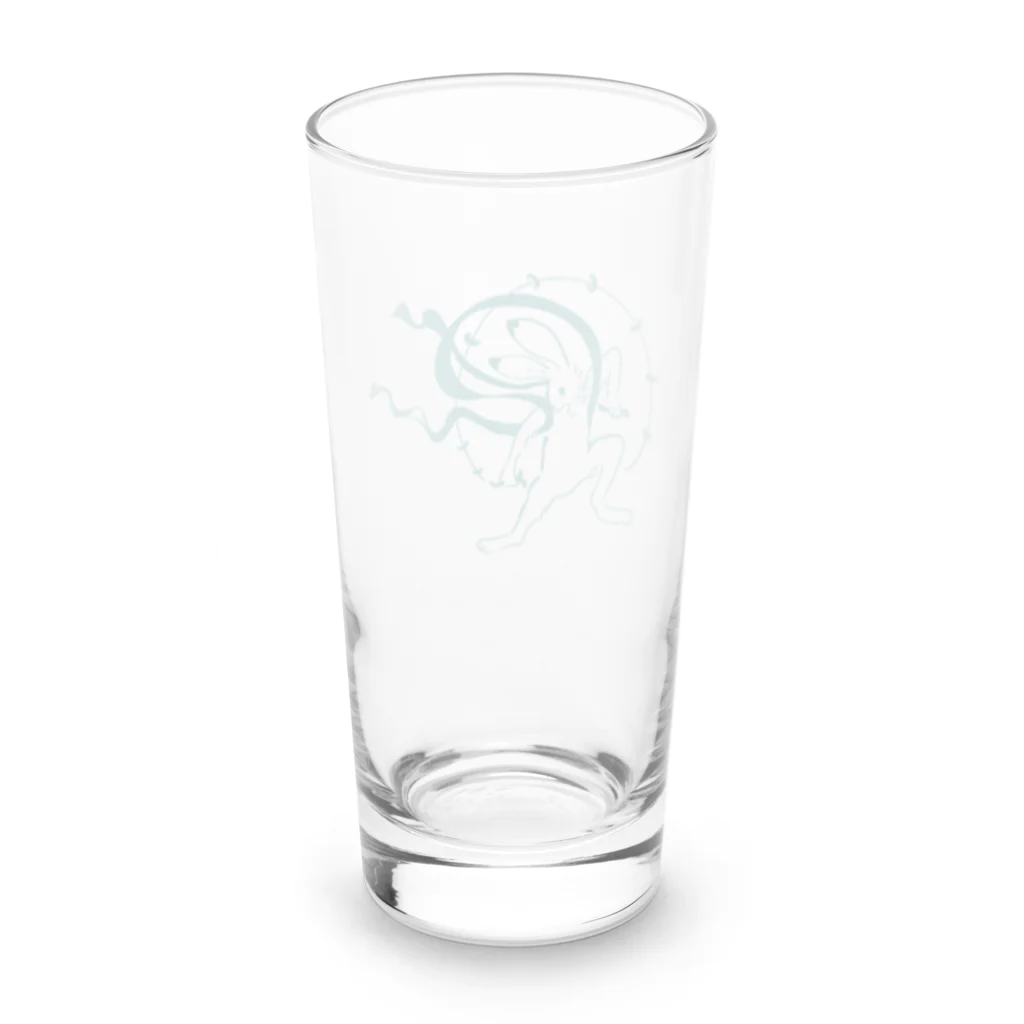 あのこの鳥獣戯画の風神雷神　トルコ石ブルー Long Sized Water Glass :back