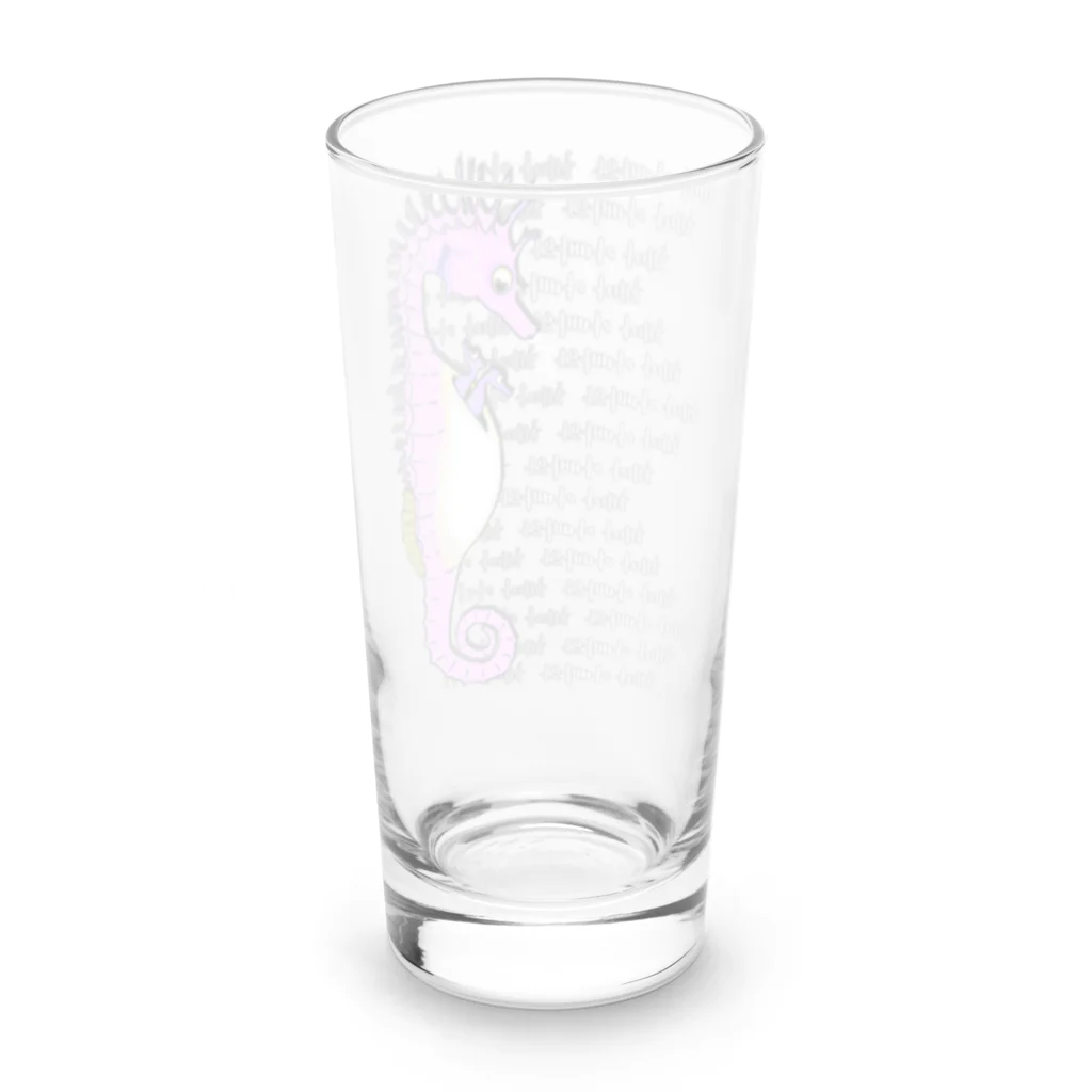 LalaHangeulの海馬パパとこども　(ハングルデザイン) ピンク Long Sized Water Glass :back