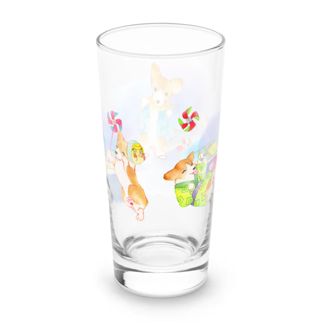 朱留のお祭りコーギー犬 Long Sized Water Glass :back