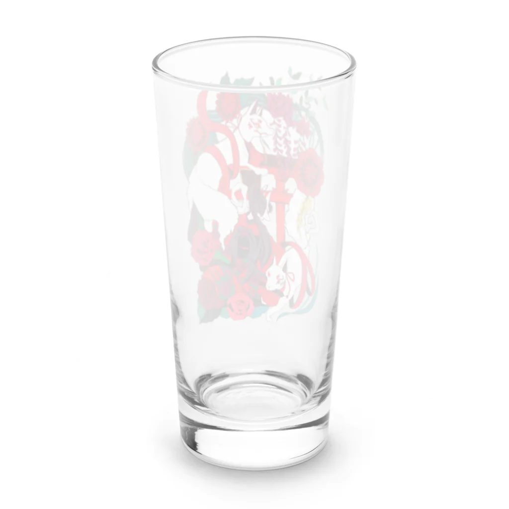 翠色の眼鏡の鳥居と狐姫 Long Sized Water Glass :back