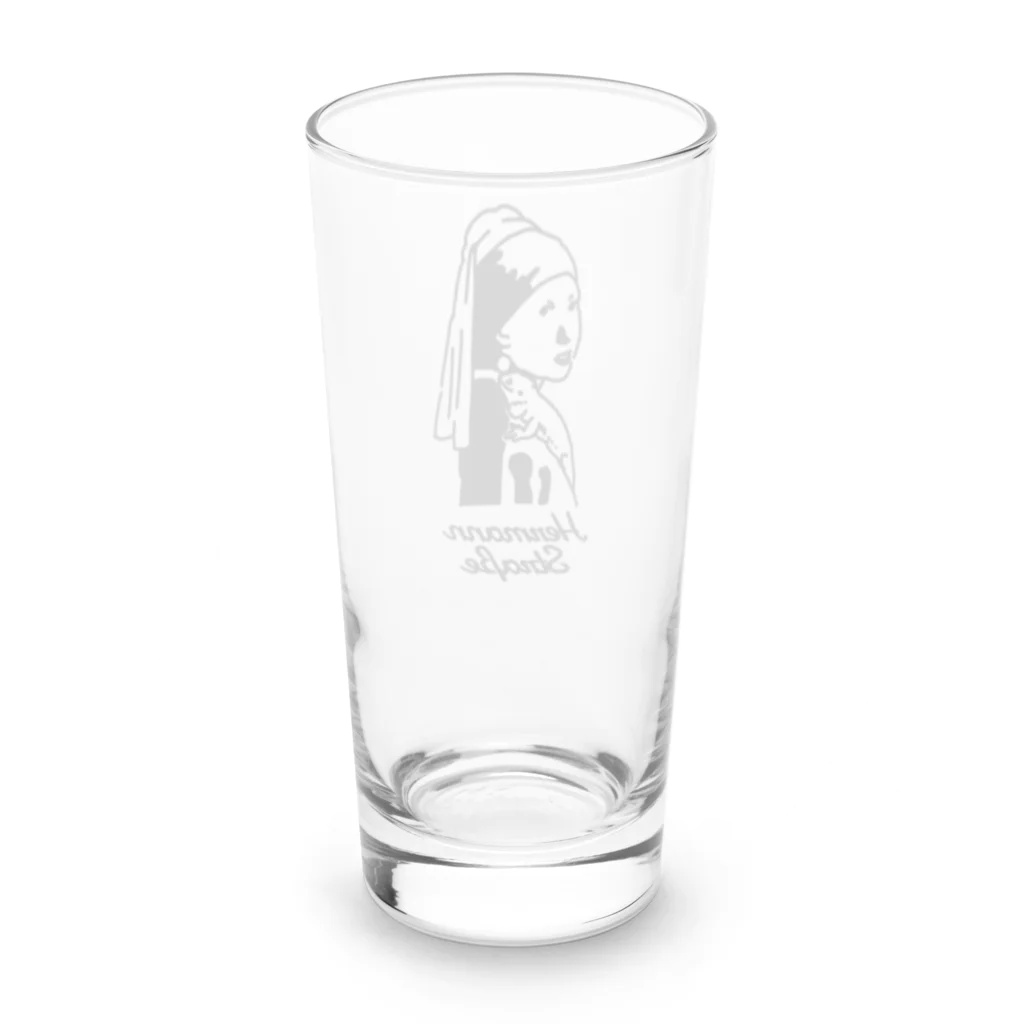 HermannStrasseのイラスト絵画：フェルメールとフトアゴヒゲトカゲ Long Sized Water Glass :back