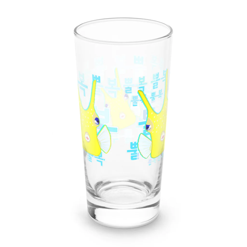 LalaHangeulのコンゴウフグ　ハングルデザイン Long Sized Water Glass :back