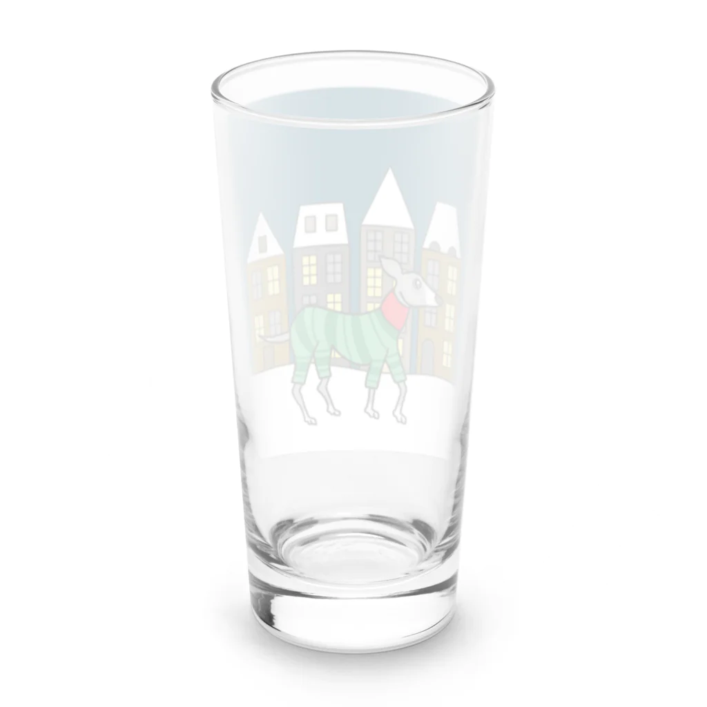 へちまめろんのクリスマスの街とイタグレ Long Sized Water Glass :back