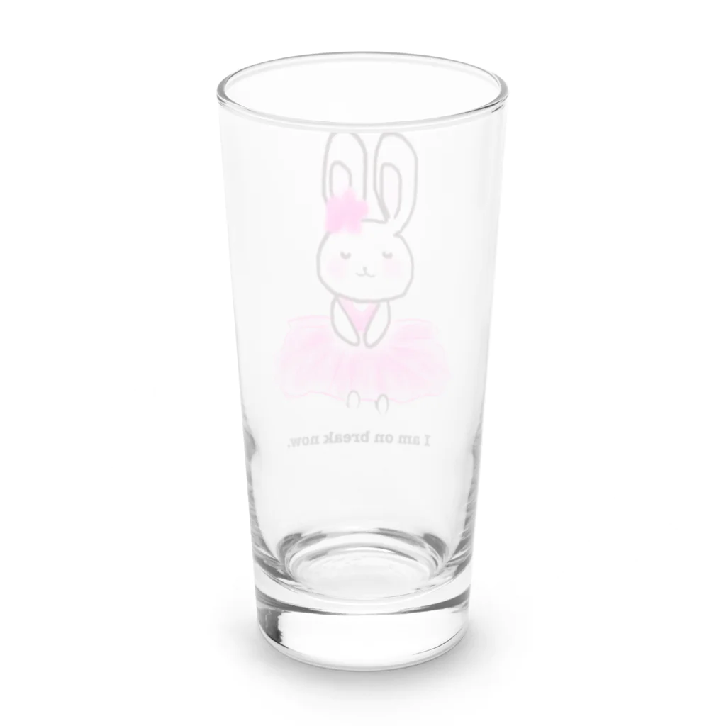 RIBBONSの私は今休憩中です🌸ゆる〜いうさぎさん Long Sized Water Glass :back