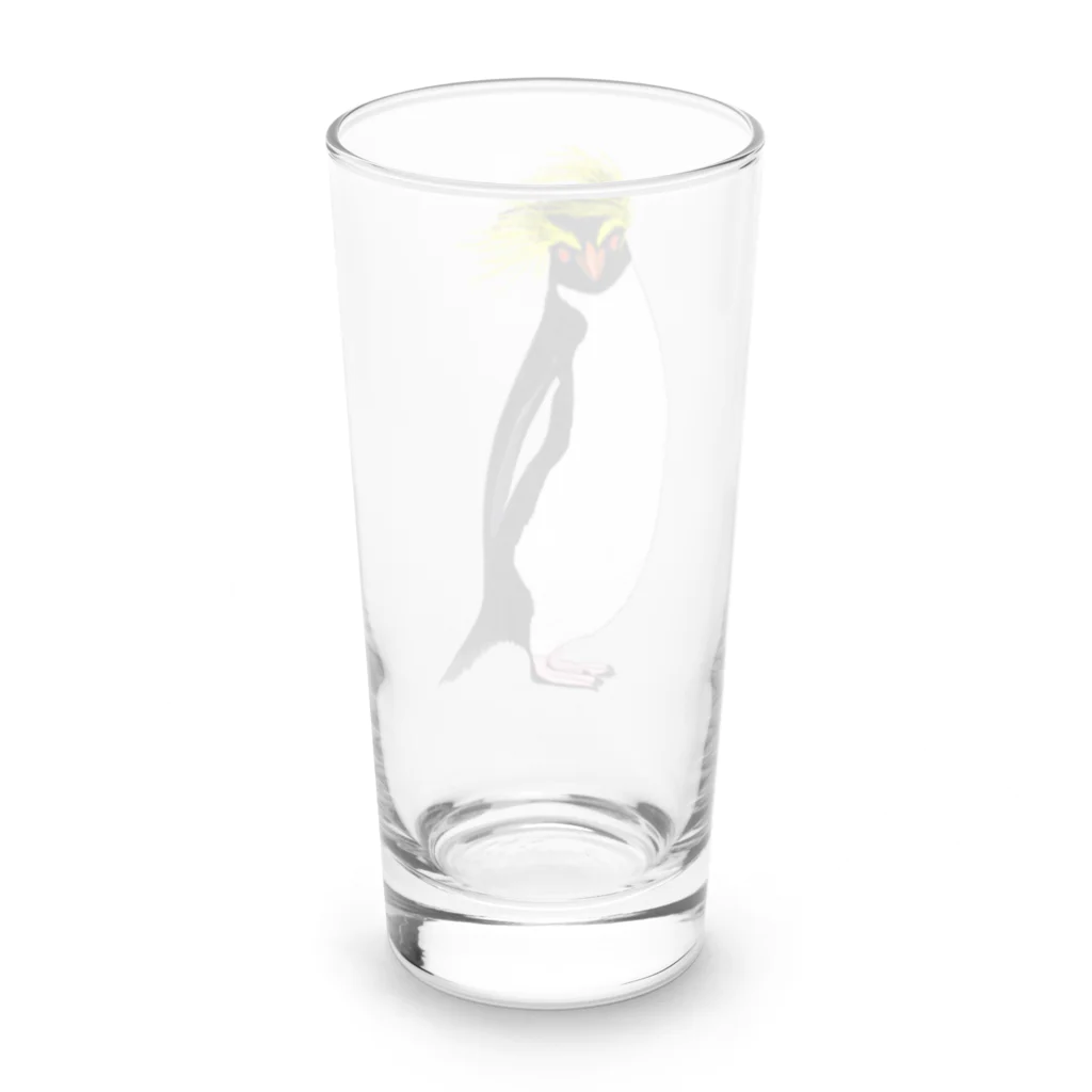 LalaHangeulの　風に吹かれるイワトビペンギンさん(文字無しバージョン Long Sized Water Glass :back