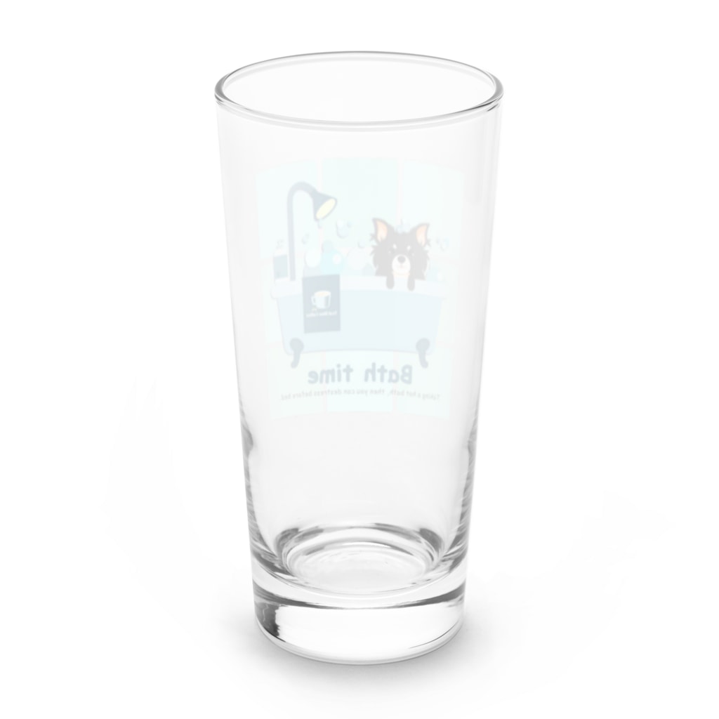 Teal Blue Coffeeのお風呂の時間_tile Ver. Long Sized Water Glass :back