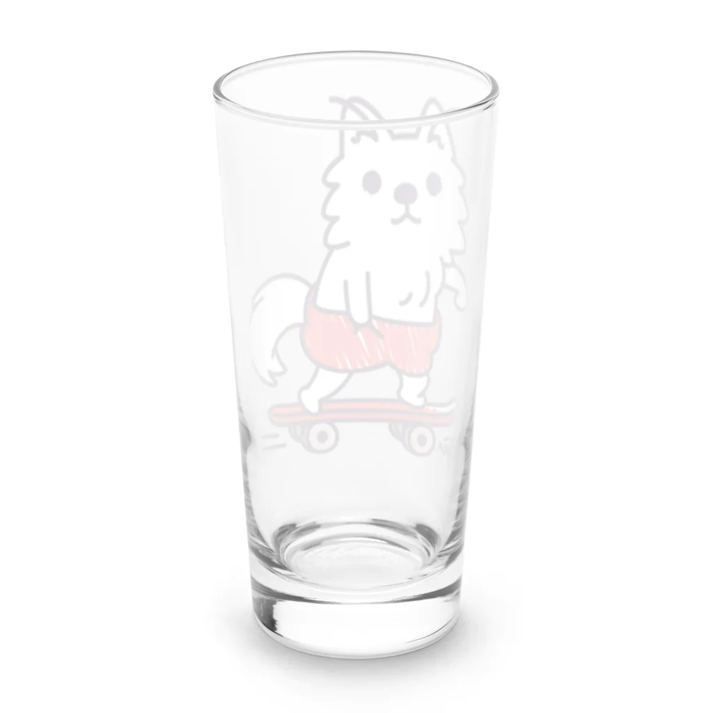 イラスト MONYAAT の赤ぱんポメラのスケボー Long Sized Water Glass :back