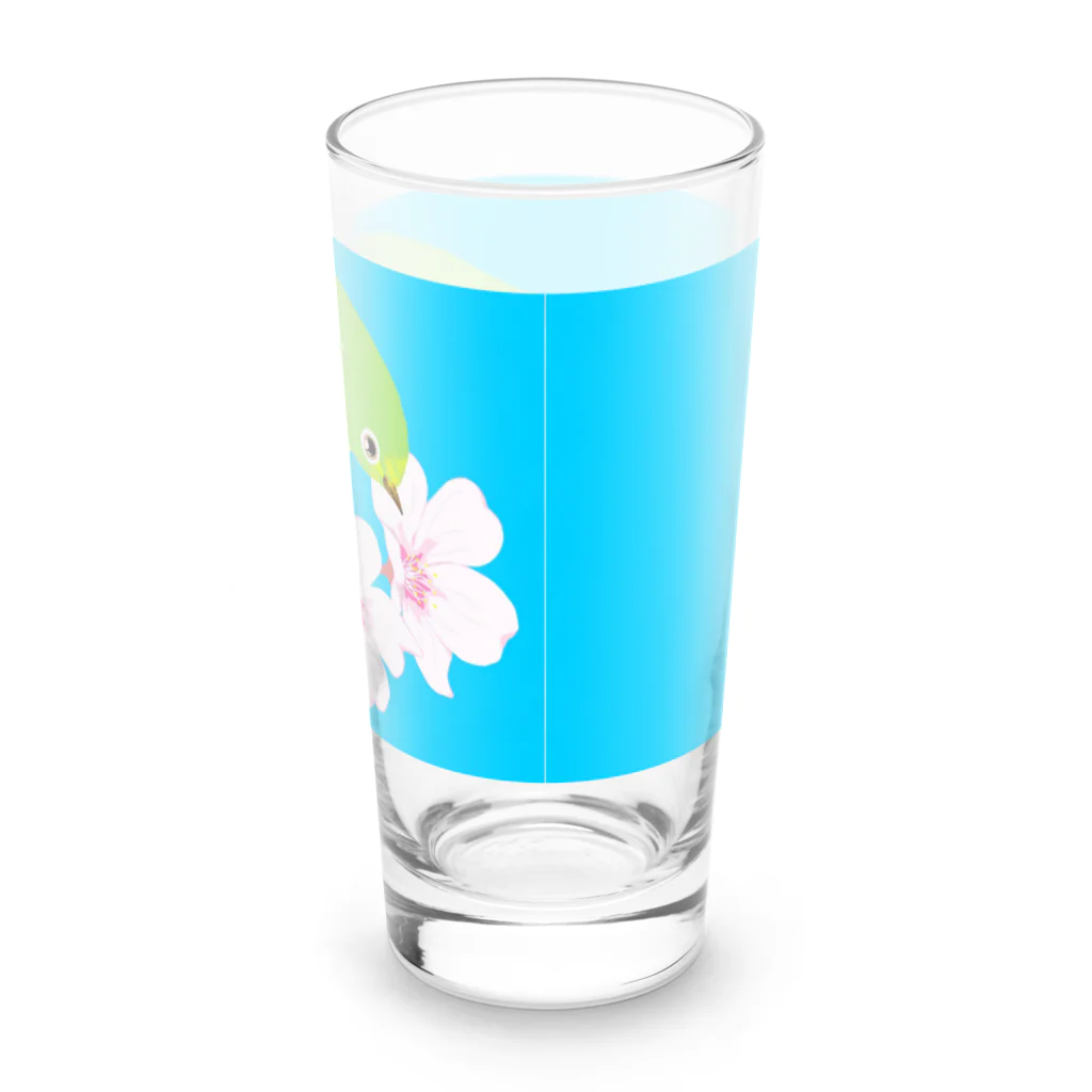 LalaHangeulの桜とメジロさん Long Sized Water Glass :back