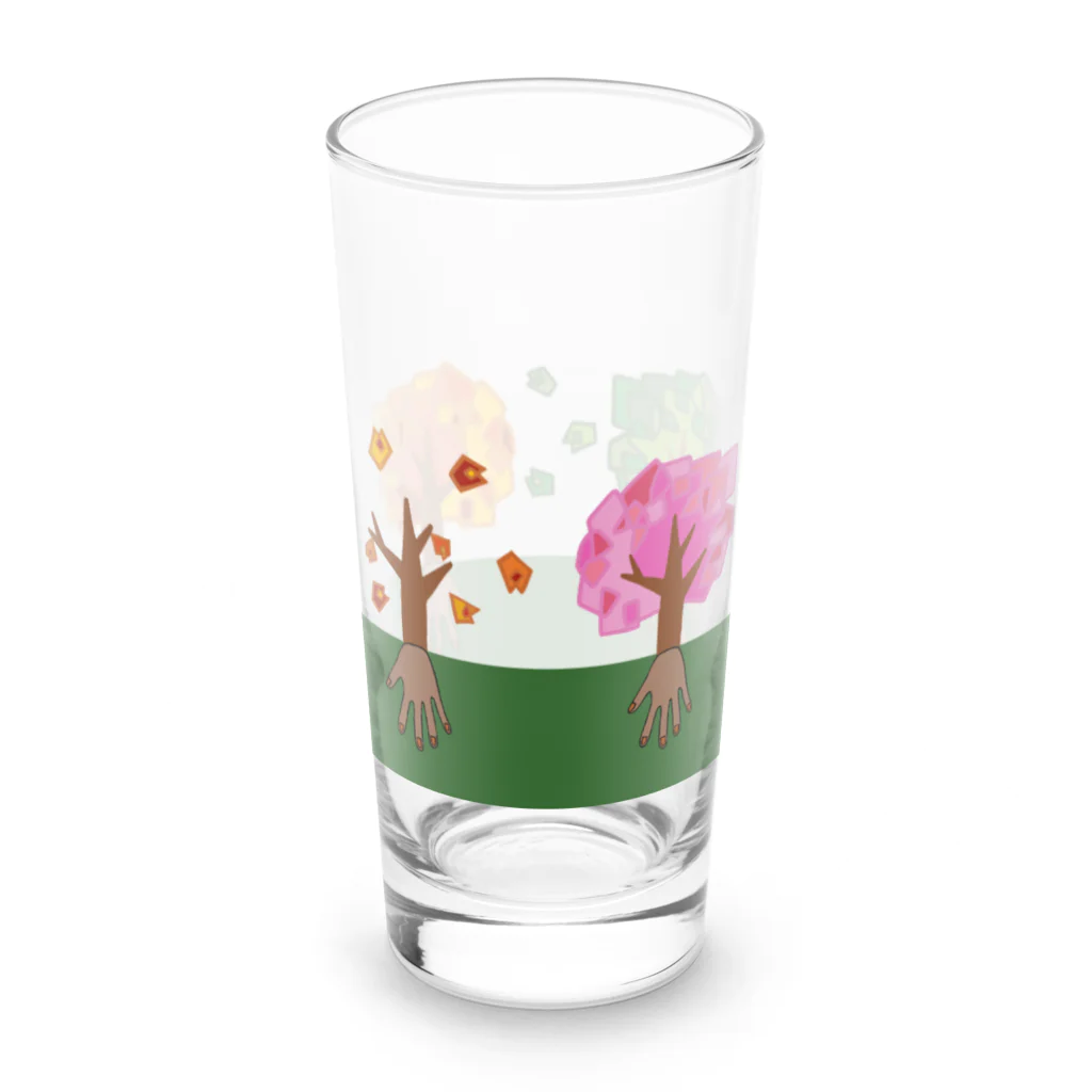 うめぼしととまととごはん。の『ね』と根。春夏秋冬バージョン。 Long Sized Water Glass :back