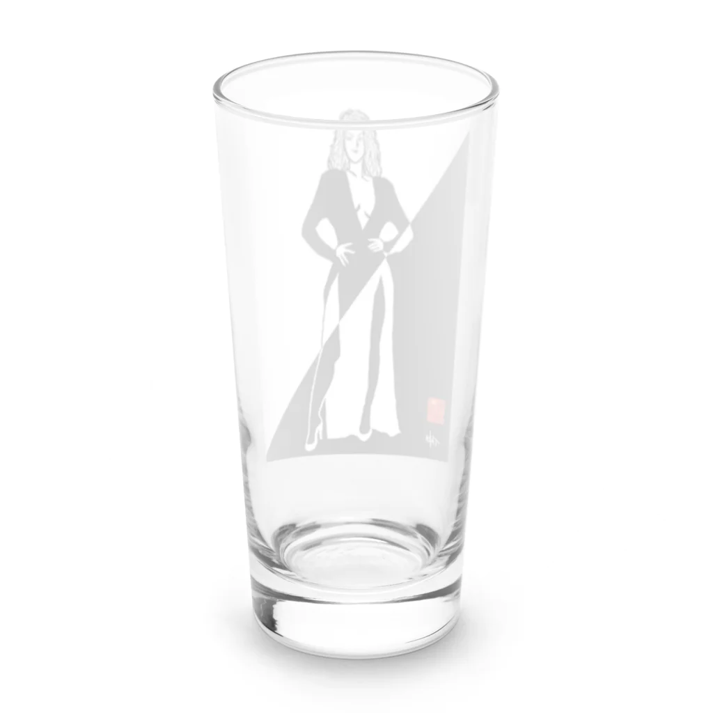 京都の魔雑貨堂の白と黒の女 Long Sized Water Glass :back