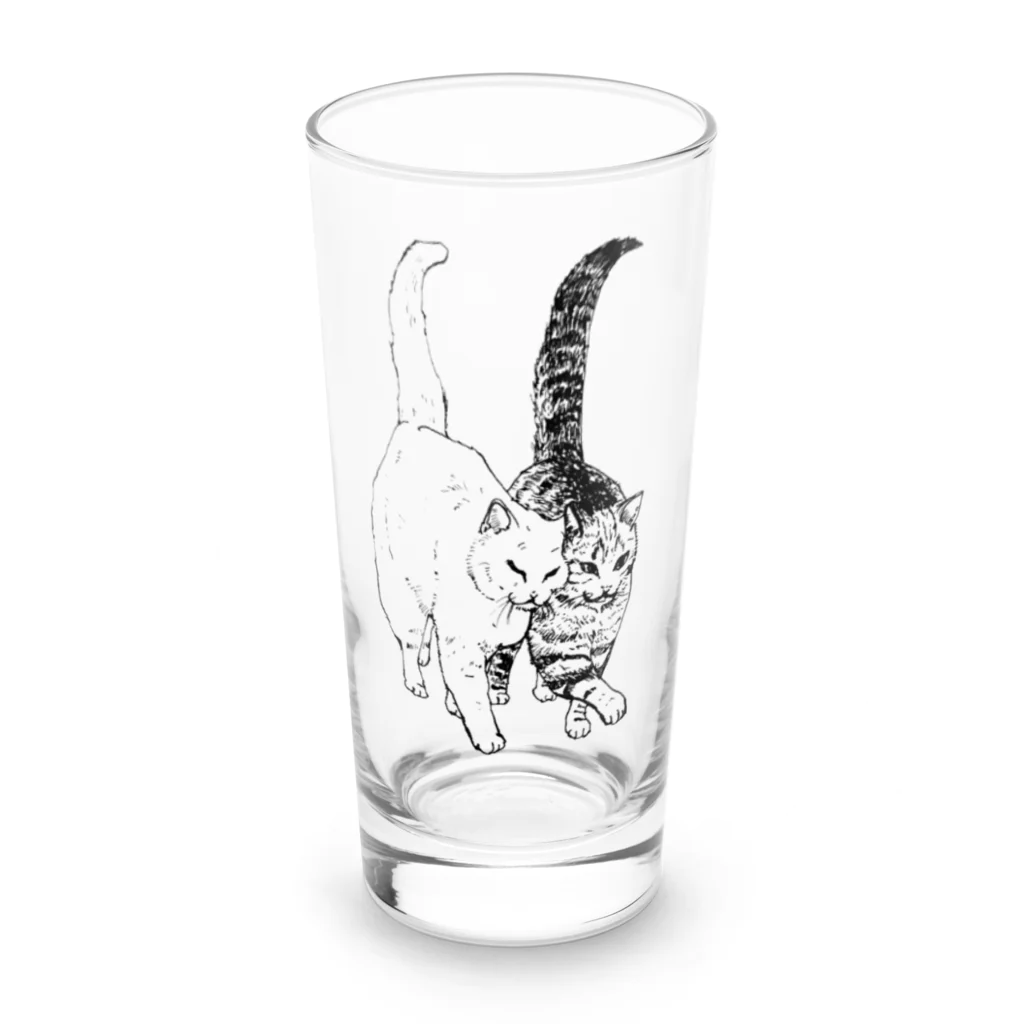 猫竹（nekotake)の仲良し2匹の散歩.nekotake Long Sized Water Glass :front