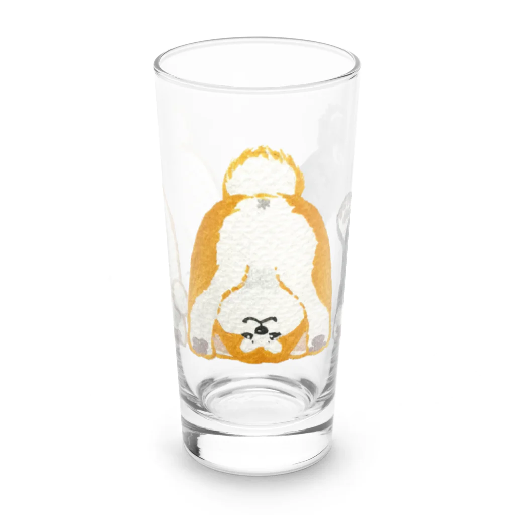 春風工房の世界が逆さま！？何見えた？秋田犬トリオ Long Sized Water Glass :front