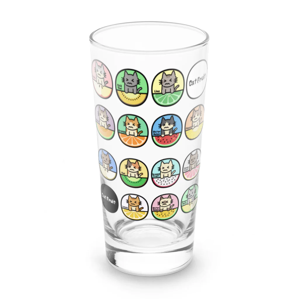 楽猫楽描しげ屋の14Cats（フルーツ） Long Sized Water Glass :front