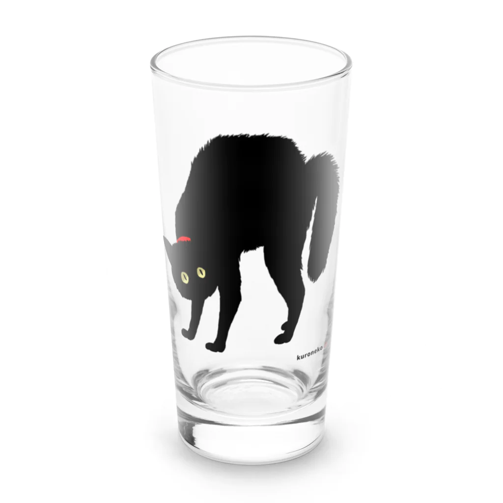 小鳥と映画館の赤い首輪のツンな黒猫ちゃん Long Sized Water Glass :front