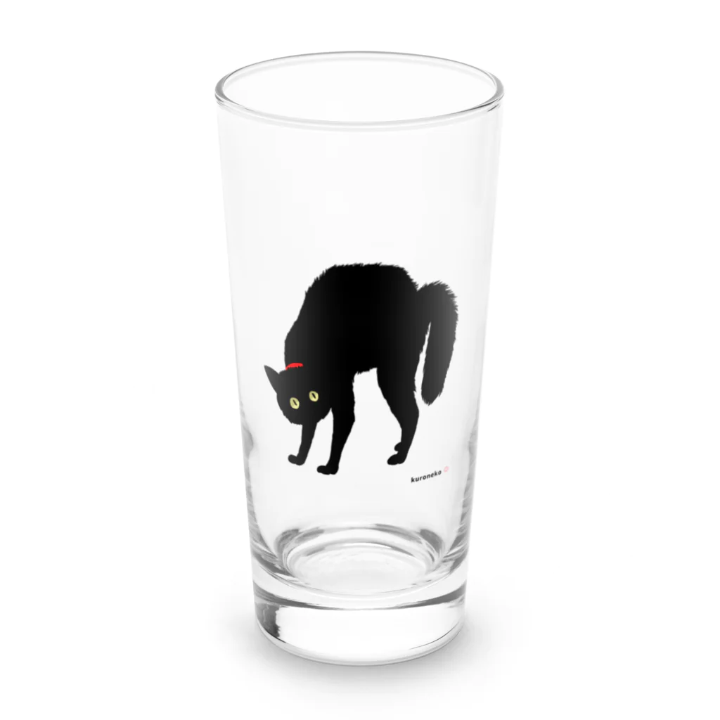 小鳥と映画館の赤い首輪のツンな黒猫ちゃん Long Sized Water Glass :front