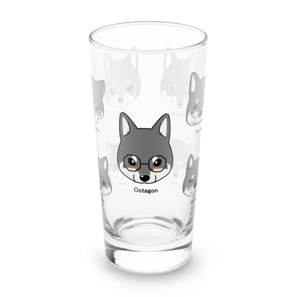 真希ナルセ（マキナル）の柴メガネ（黒柴） Long Sized Water Glass :front