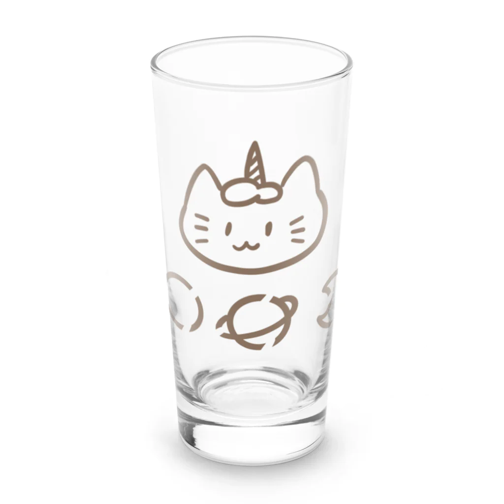 ゆにねこ惑星の🪐ゆにねこ🪐茶線 Long Sized Water Glass :front