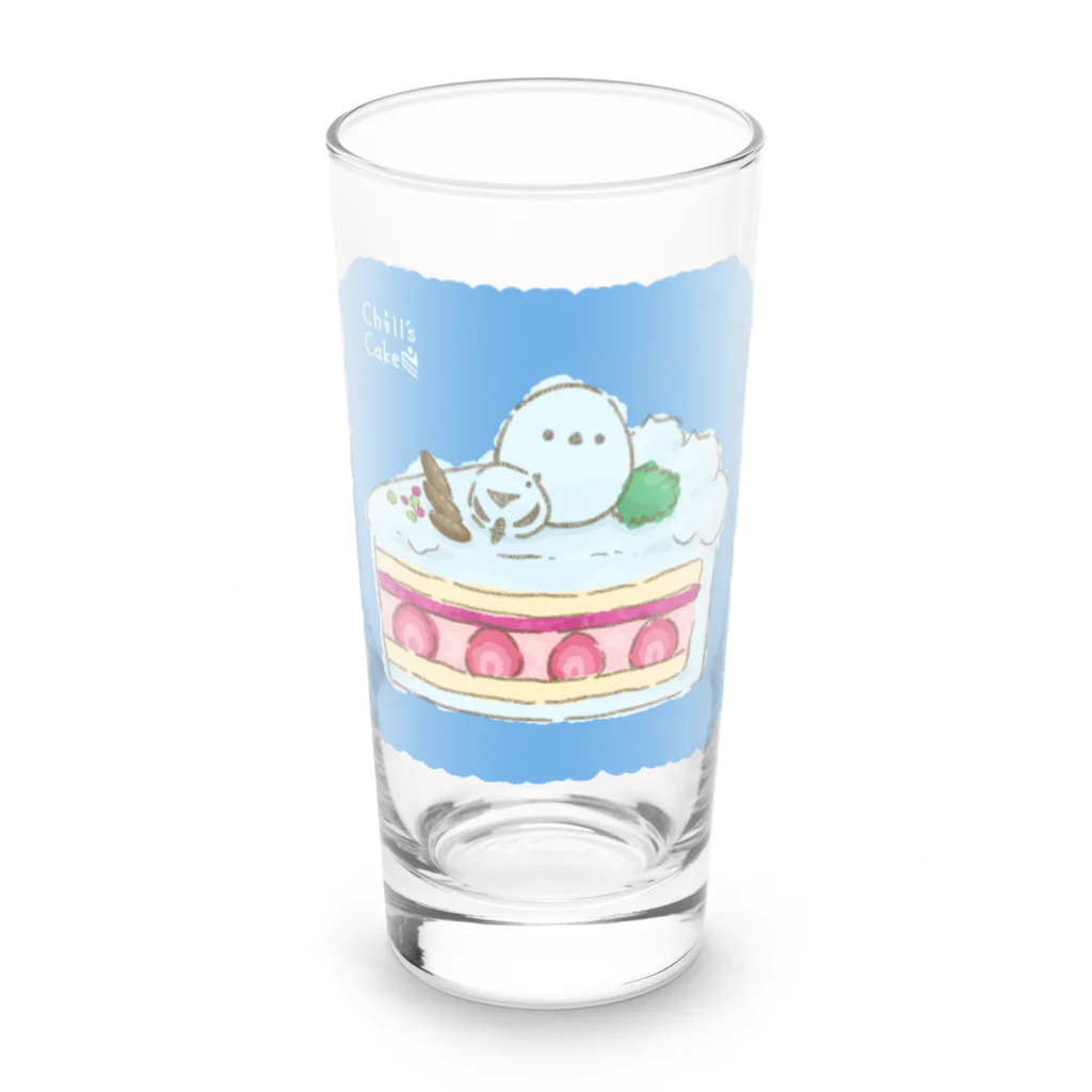 Chill`s Factoryのしろいケーキ シマエナガ Long Sized Water Glass :front