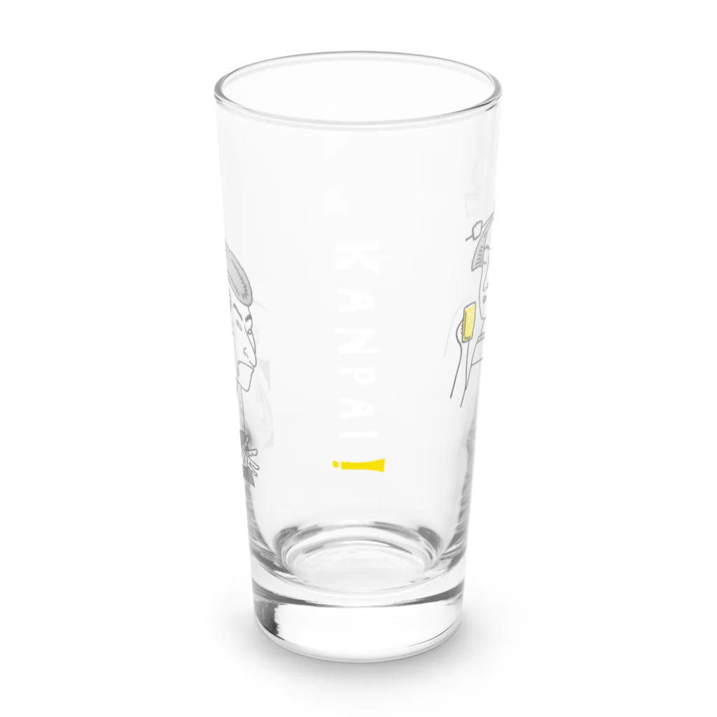 ビールとアート TM-3 Designの名画 × BEER：正面白ロゴ入（浮世絵男女）黒線画 Long Sized Water Glass :front