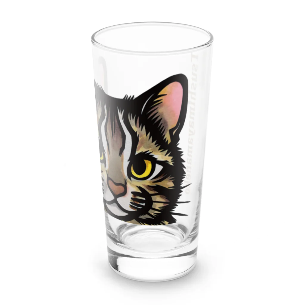 やまねこショップSUZURI支店の顔ばーんグラス Long Sized Water Glass :front