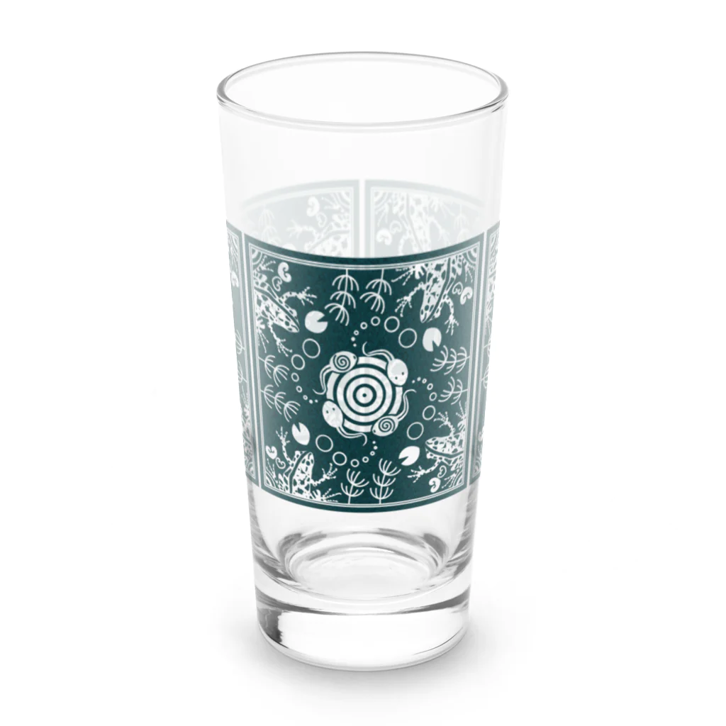 くいなの母のぬまがえるのぬま(レトロタイル風大) Long Sized Water Glass :front