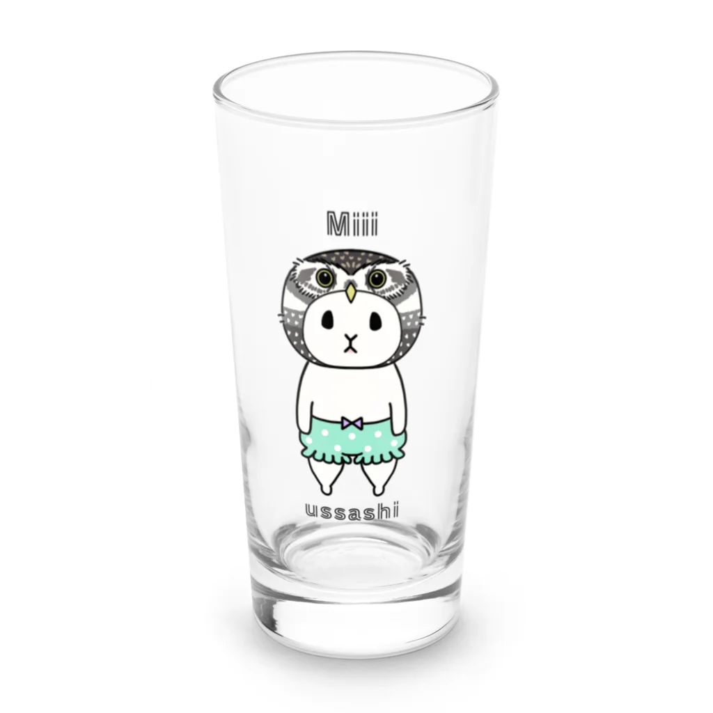 Miiiさんのふくろうウッサ氏【ミント】 Long Sized Water Glass :front