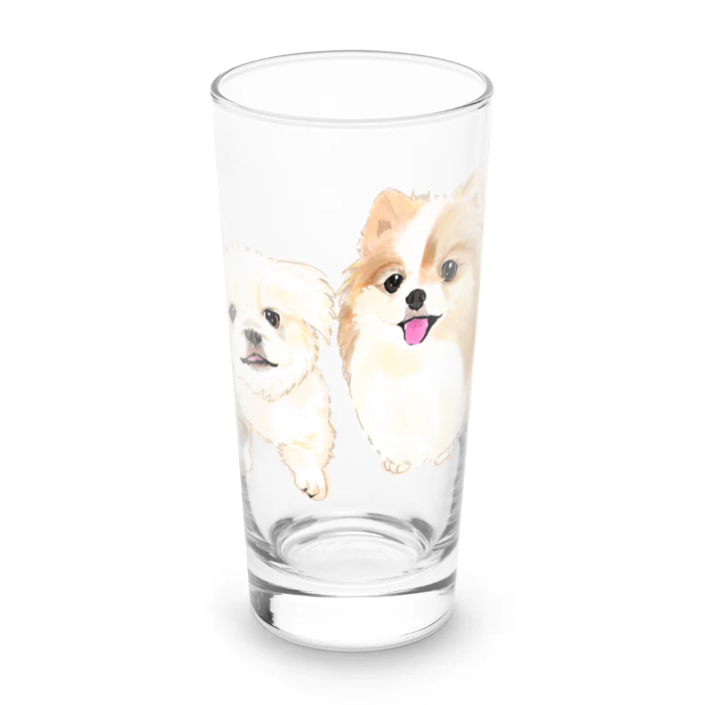 hanapecha_wannyanのポメペキちゃん＆ペキニーズ Long Sized Water Glass :front