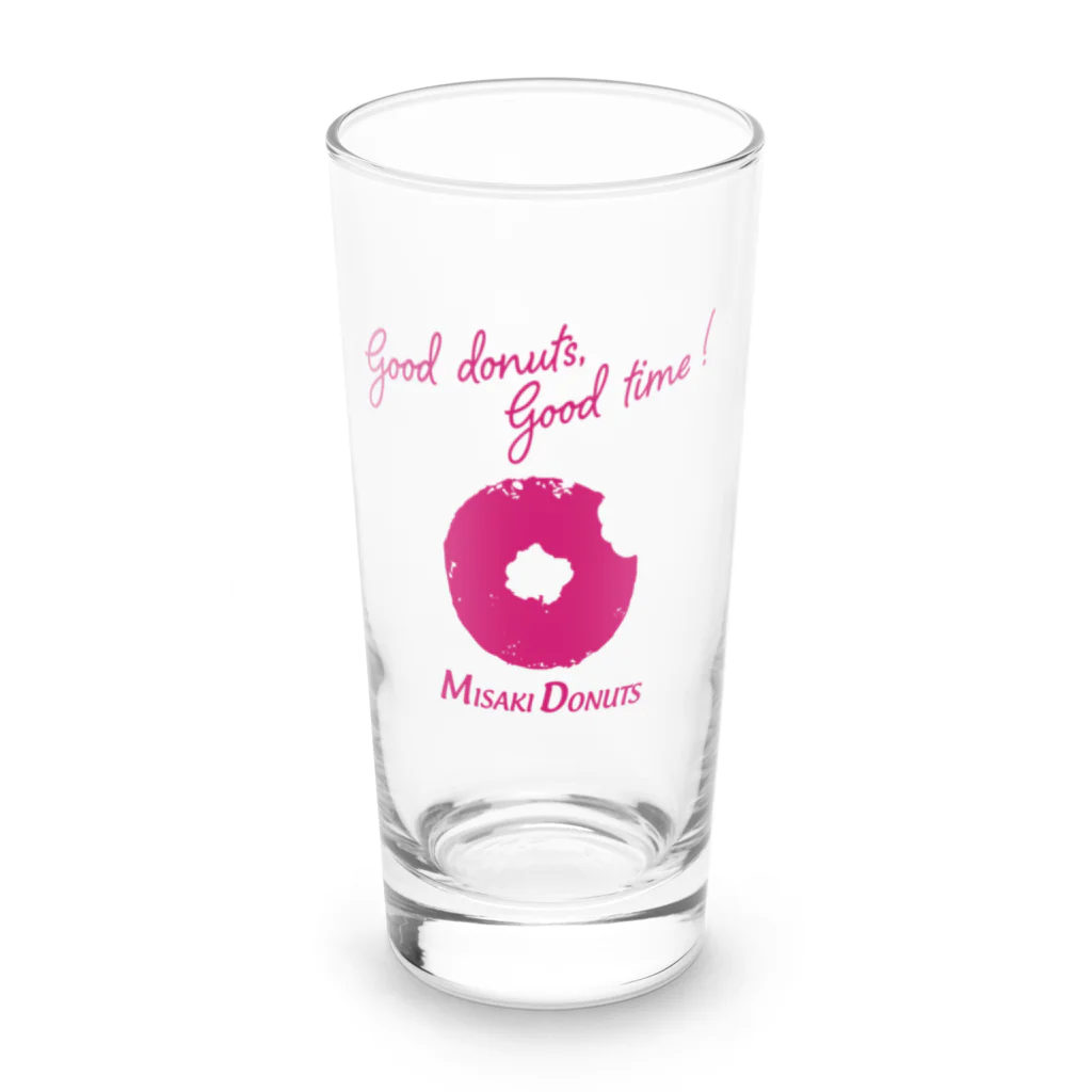 ミサキドーナツ 公式 SUZURI店のgood donuts good time!ロゴ入り Long Sized Water Glass :front