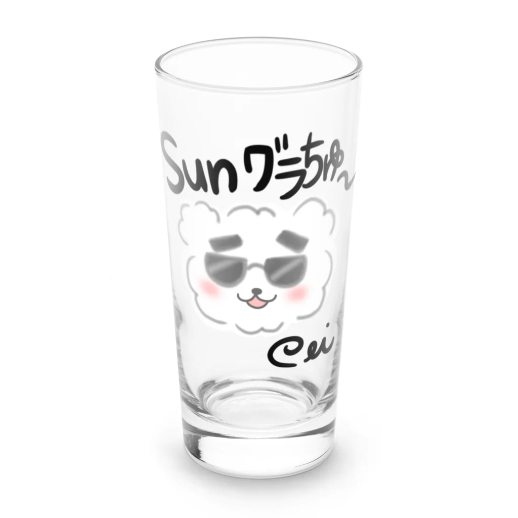 P_aquaのサングラチュー（黒文字Ver） Long Sized Water Glass :front