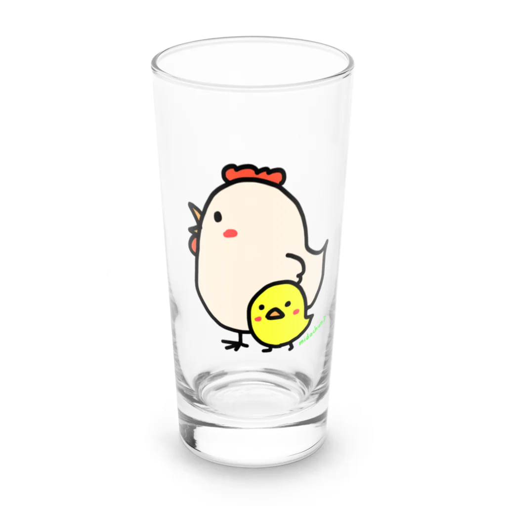 みどみど♪のママコッコとピヨ🐤 Long Sized Water Glass :front