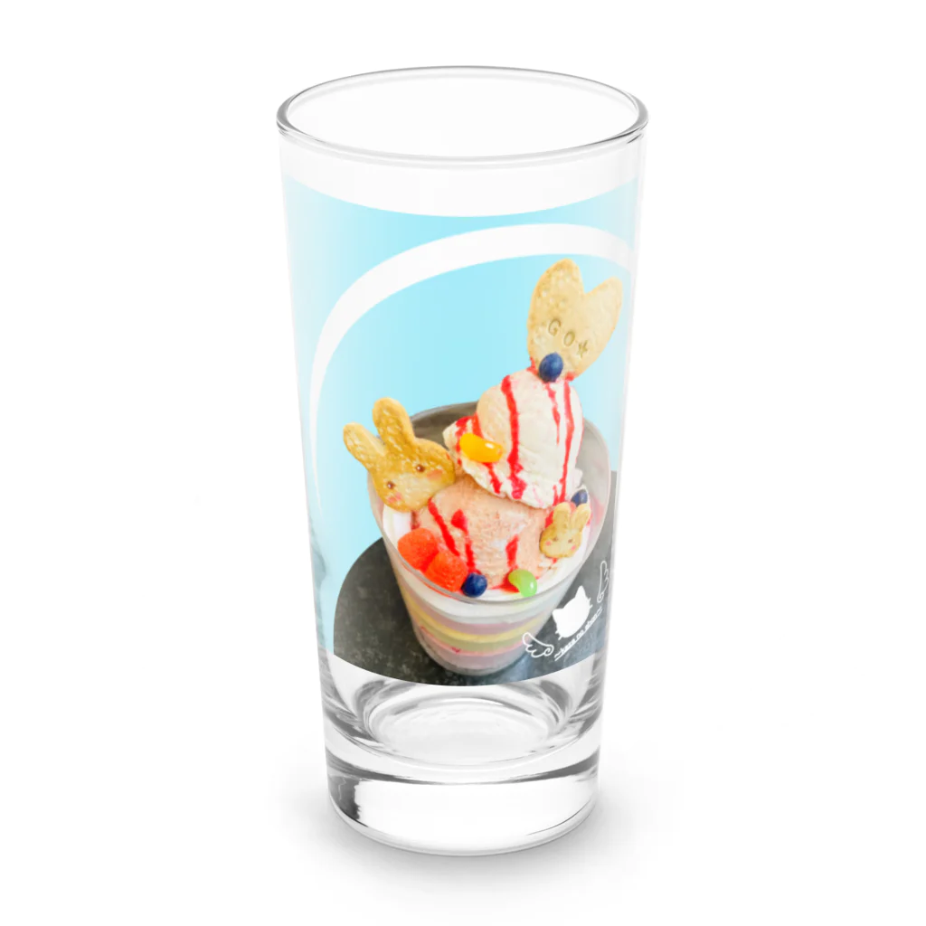 風の絵本のイチゴパフェうさぎクッキー Long Sized Water Glass :front