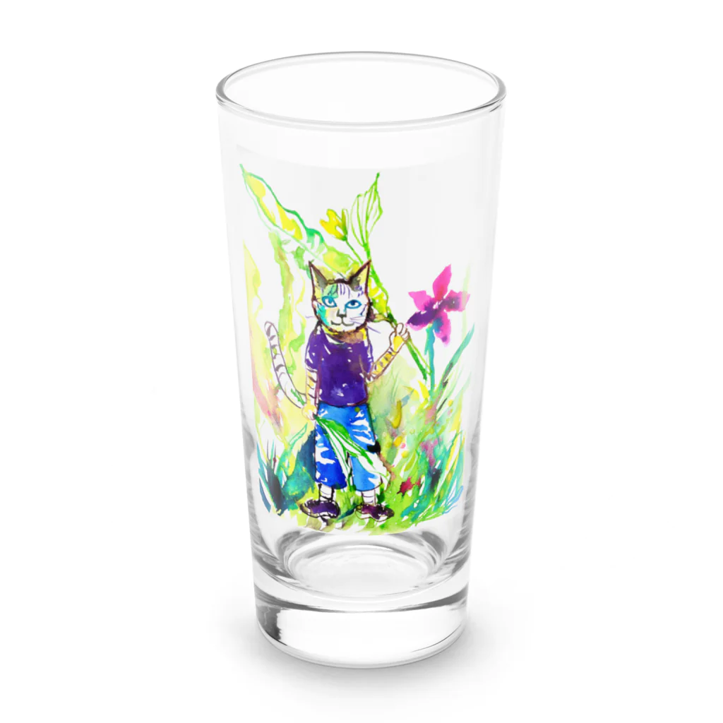 あおニャーマンの猫の少年 Long Sized Water Glass :front