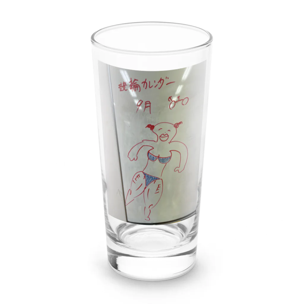 イワシ缶の競輪カレンダー9月 Long Sized Water Glass :front