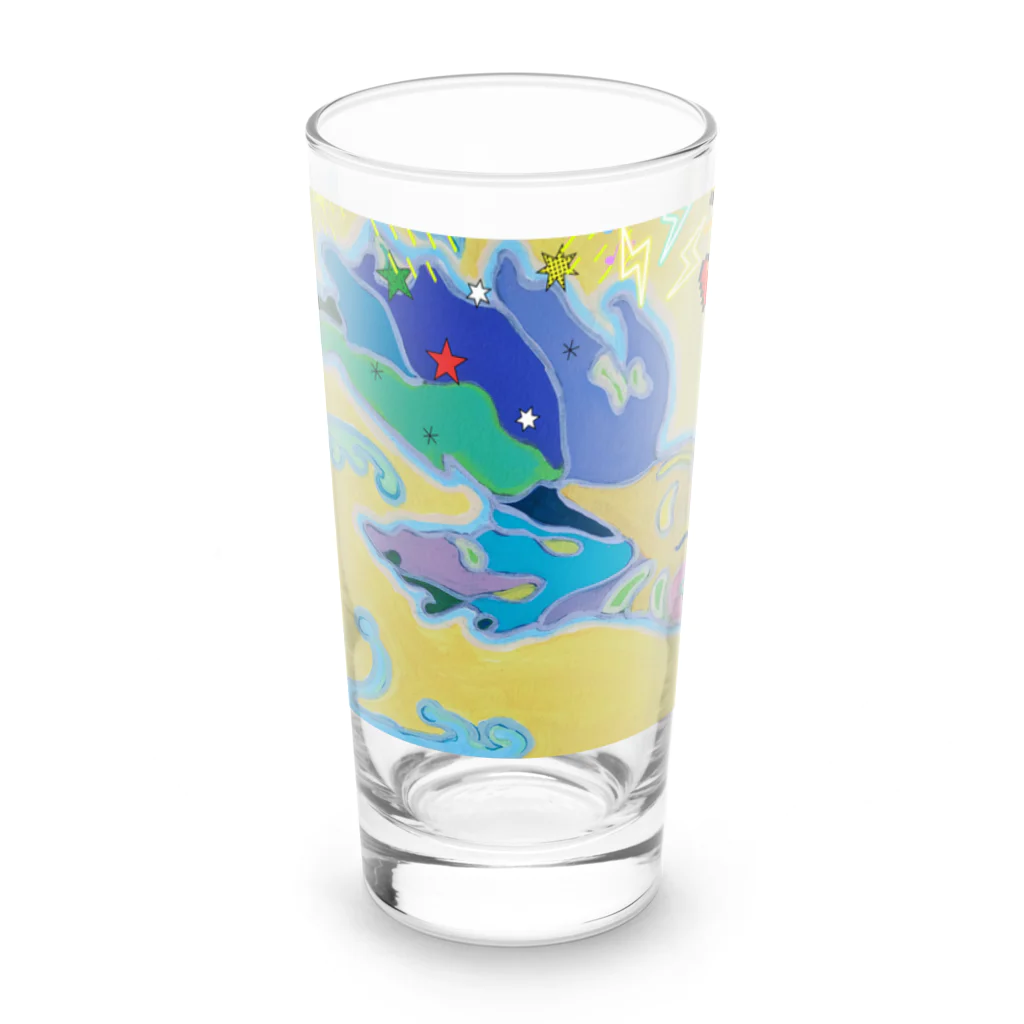 アート工房　甘月蝕(kanngesshoku)『TAaKA』のストアのMary's  tweets『ワーイ、海水浴って最高!!』 Long Sized Water Glass :front