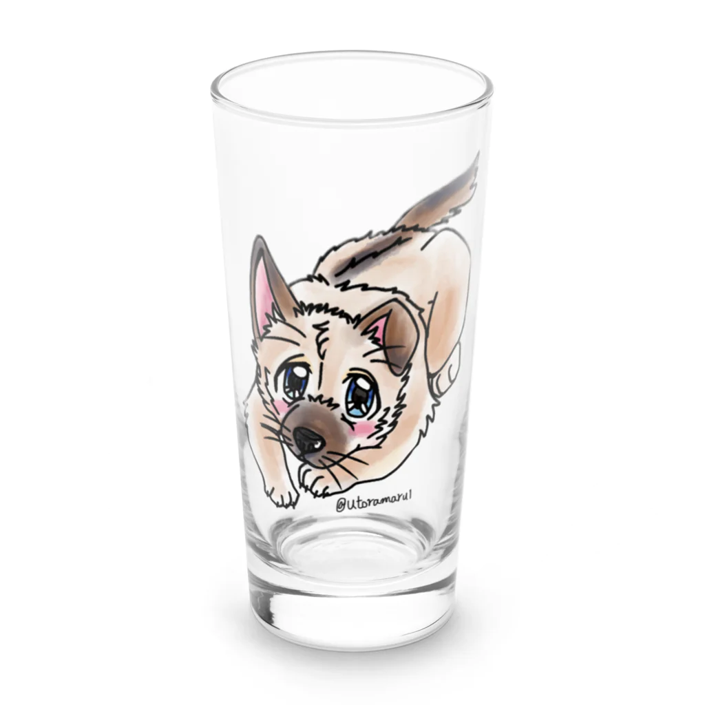 宇寅。の泥棒フェイスの子犬 Long Sized Water Glass :front