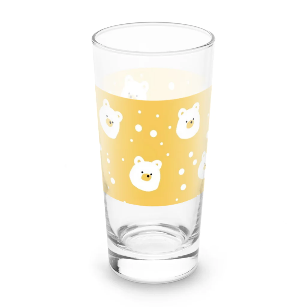 ゆるゆるイラストです。のきいろのくまさんがいっぱい。 Long Sized Water Glass :front